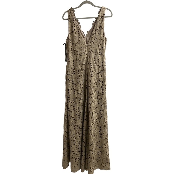 Vera Wang Floral Lace V-Neck Maxi Dress Gray Taupe Size 14 NWT - Picture 6 of 10